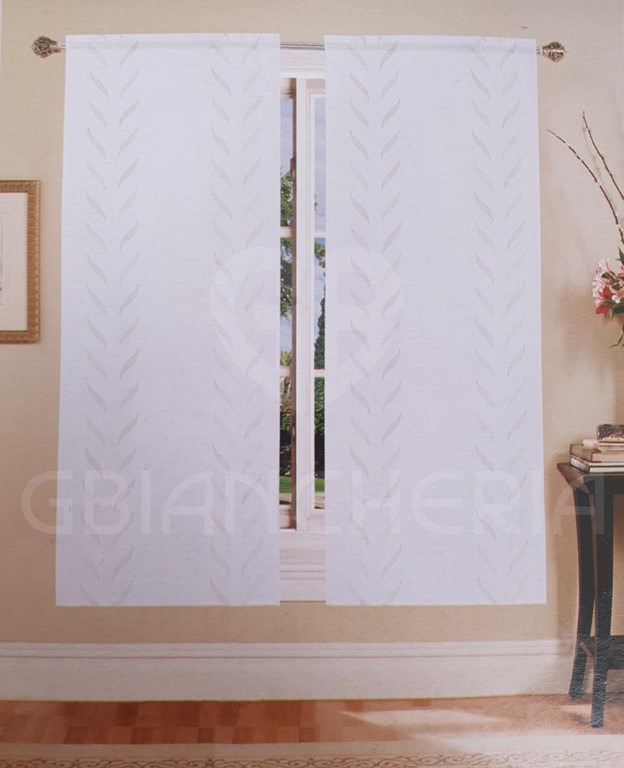 COPPIA TENDE IRMA RICAMATA CON FOGLIE BEIGE