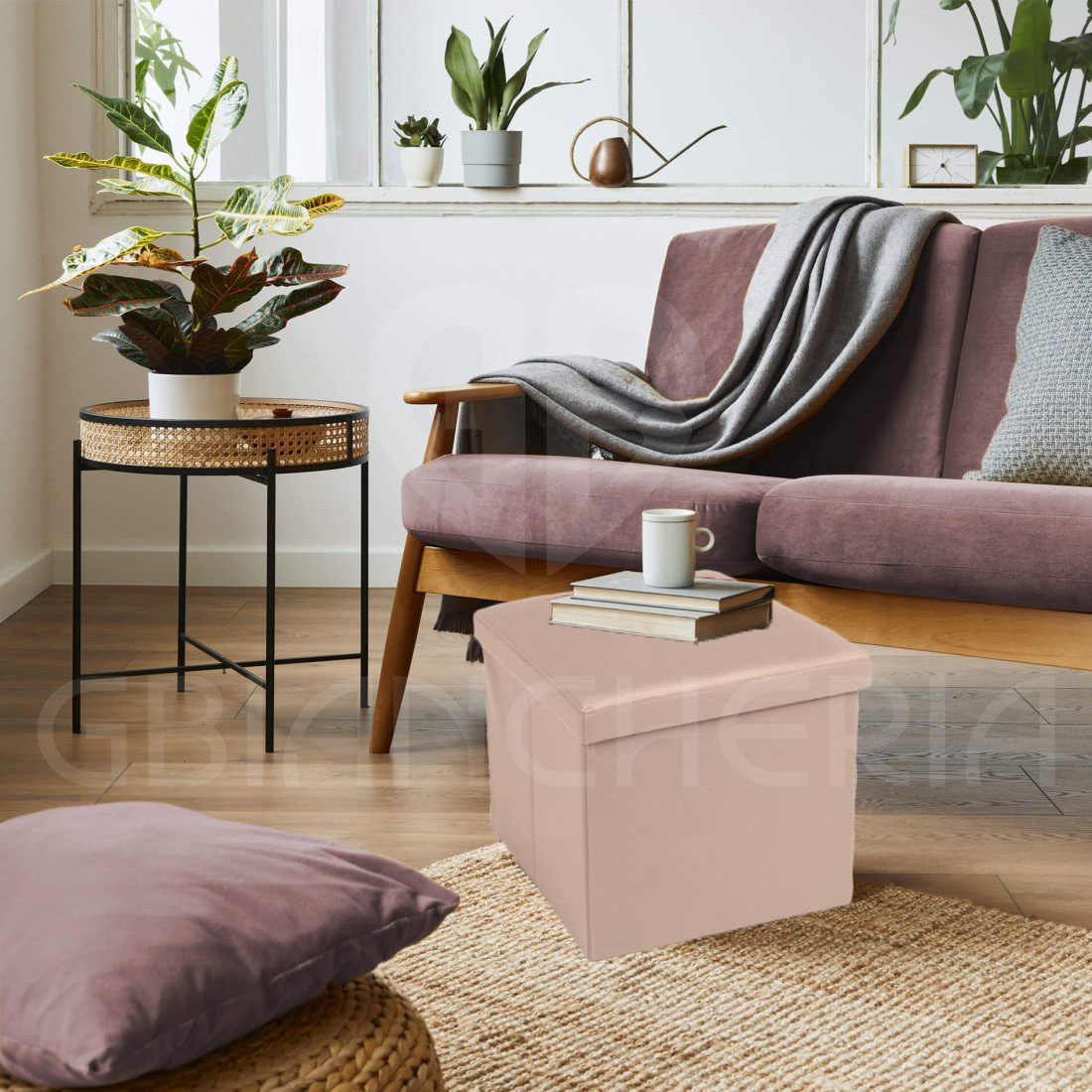 POUF CONTENITORE QUADRATO IMBOTTITO CIPRIA