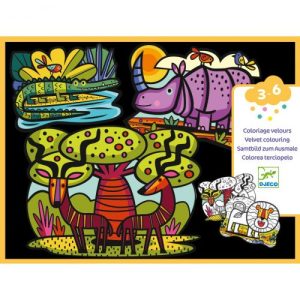 Colorare con il velluto Djeco - Animali della savana