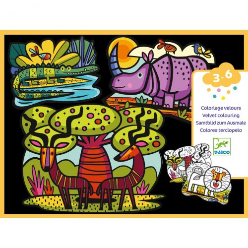 Colorare con il velluto Djeco – Animali della savana