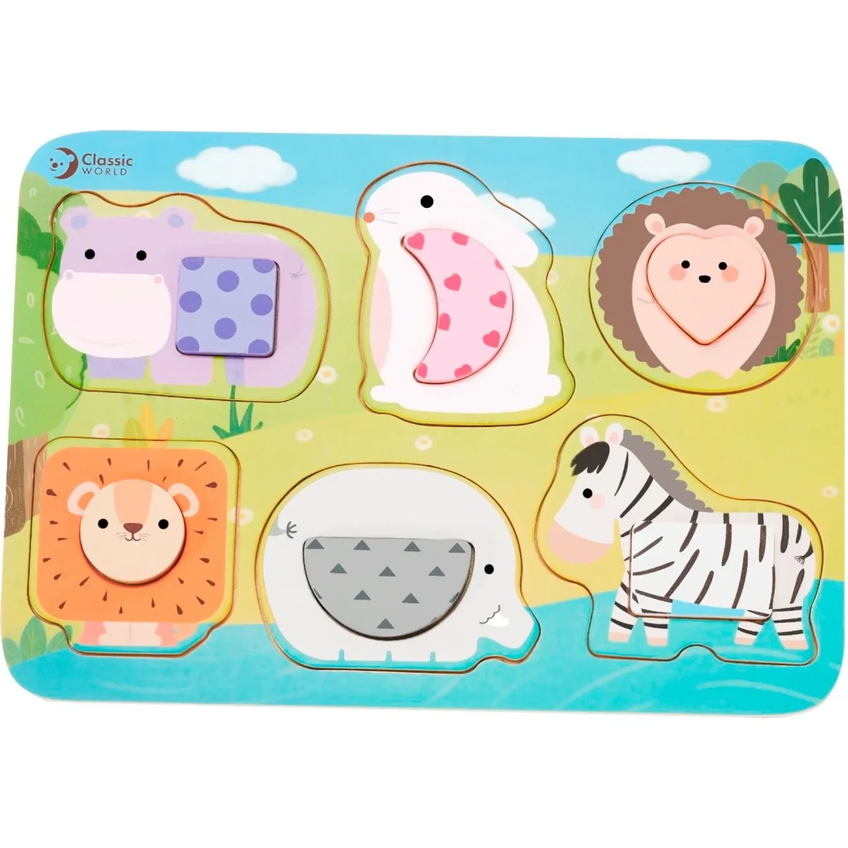 Puzzle a incastro in legno Animali e forme