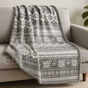 COPERTA PLAID SHERPA DOUBLE FACE LAPPONIA GRIGIO