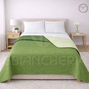 COPRILETTO TRAPUNTATO DOUBLE FACE PRIMAVERILE ESTIVO IN MICROFIBRA – COLORE VERDE/VERDINO