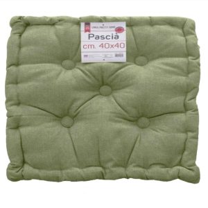 CUSCINO ARREDO MATTONELLA 40×40 VERDE TRAPUNTATO CON BOTTONI FOUTON