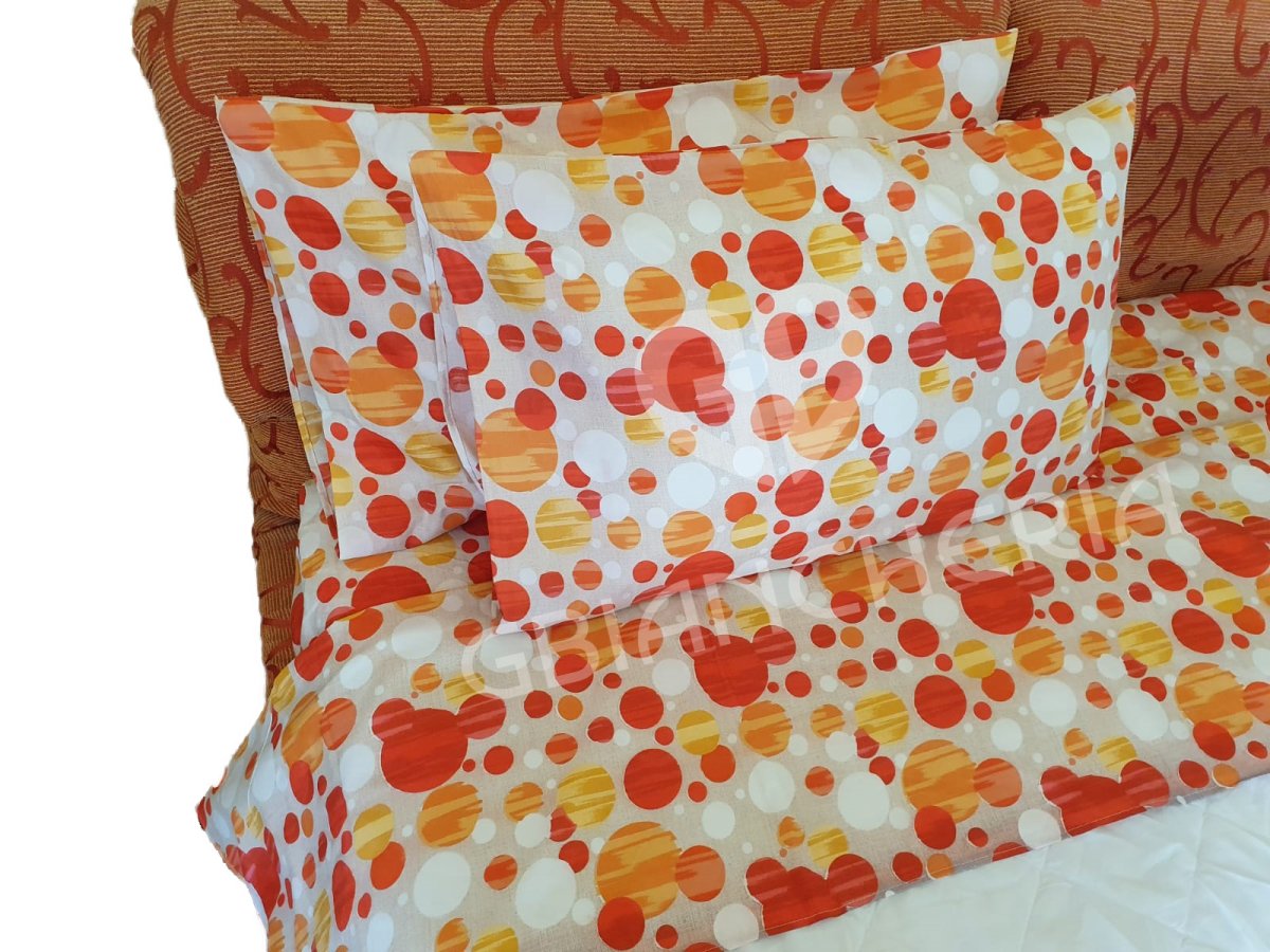 COMPLETO LETTO POIS ARANCIONE MICROFIBRA