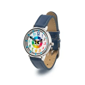 Orologio didattico da polso - Pelle blu
