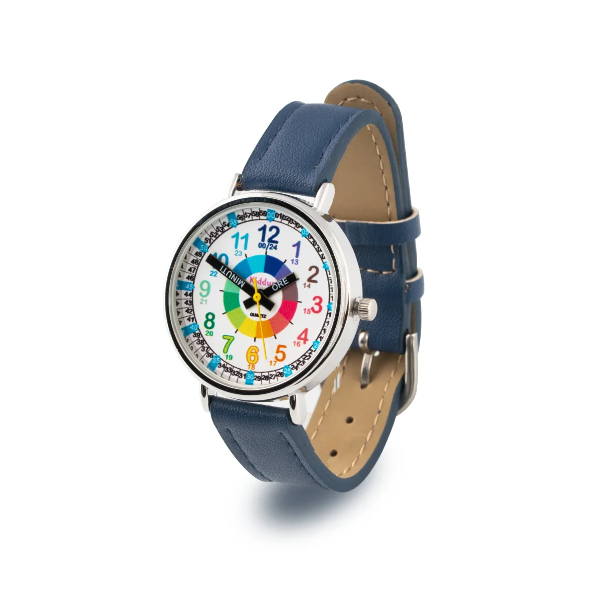 Orologio didattico da polso – Pelle blu
