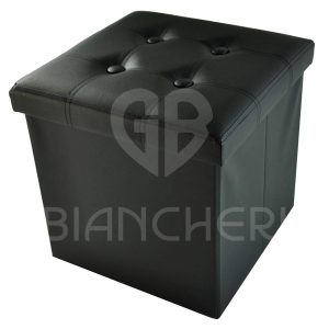 POUF CONTENITORE ECOPELLE NERO